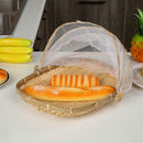 Handmade Bamboo Woven Bug Proof Wicker Food Basket with Gauze Dustproof Cover