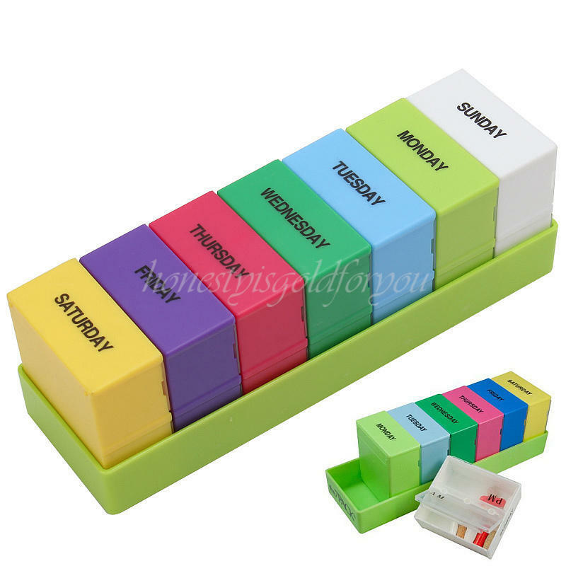 7 Day Weekly Medicine Pill Box Case 28 Slots Storage Organizer Home Travel