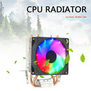 9cm CPU Cooling Fan 2 Heat Pipes Desktop LED Cooler Radiator (Color Light)