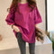 Summer Half Sleeve Long T-shirt Candy Color Loose Women Tops (Rose Red M)
