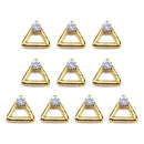 10pcs Hollow Triangle Copper Nail Art Charms Glitter Rhinestones Nail Studs A