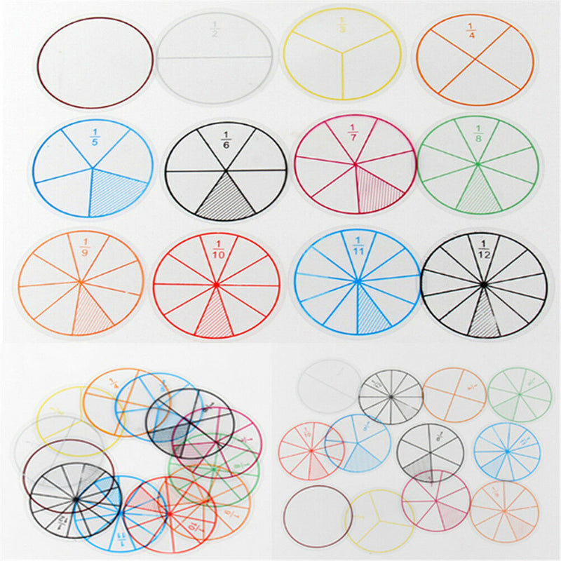 12pc Math Fraction Circles for Children Kids Student School EducationalToyGiftMO