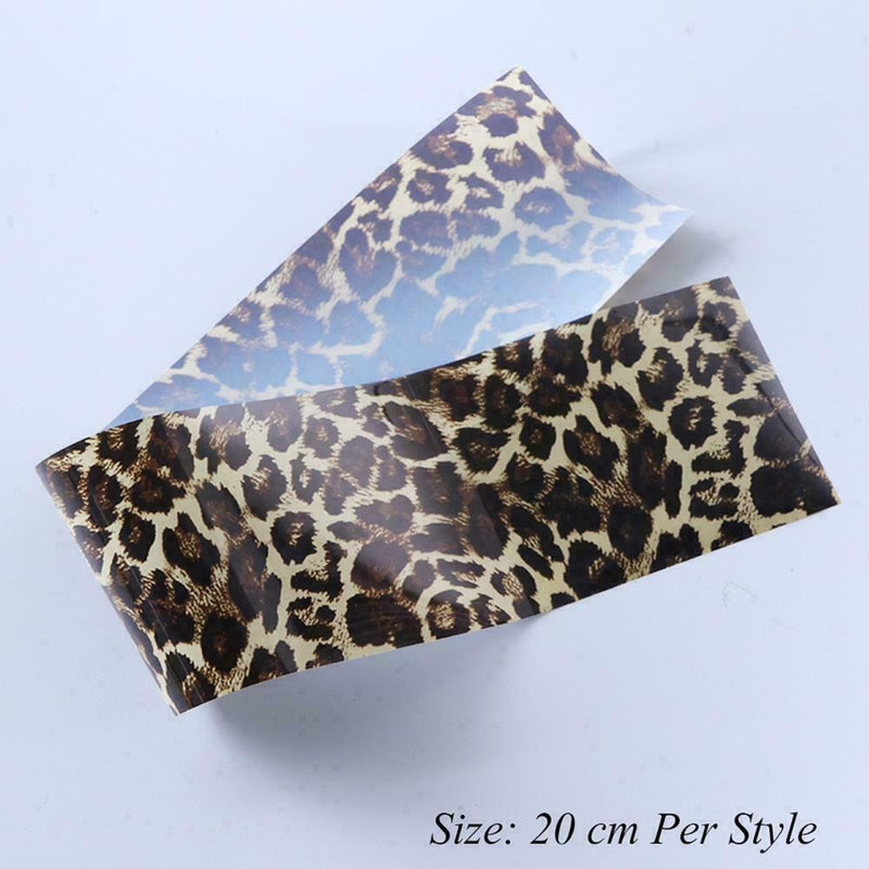 4pcs Leopard Print Nail Art Stickers Transfer Foil Decor Decals Accessories X6Z9