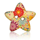 50Pcs 2 Holes Colorful Wooden Scrapbook Sewing Buttons (Star)