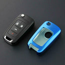Flip Key Fob Chain For Chevrolet Buick Keychain Accessories Case Cover Ring Blue