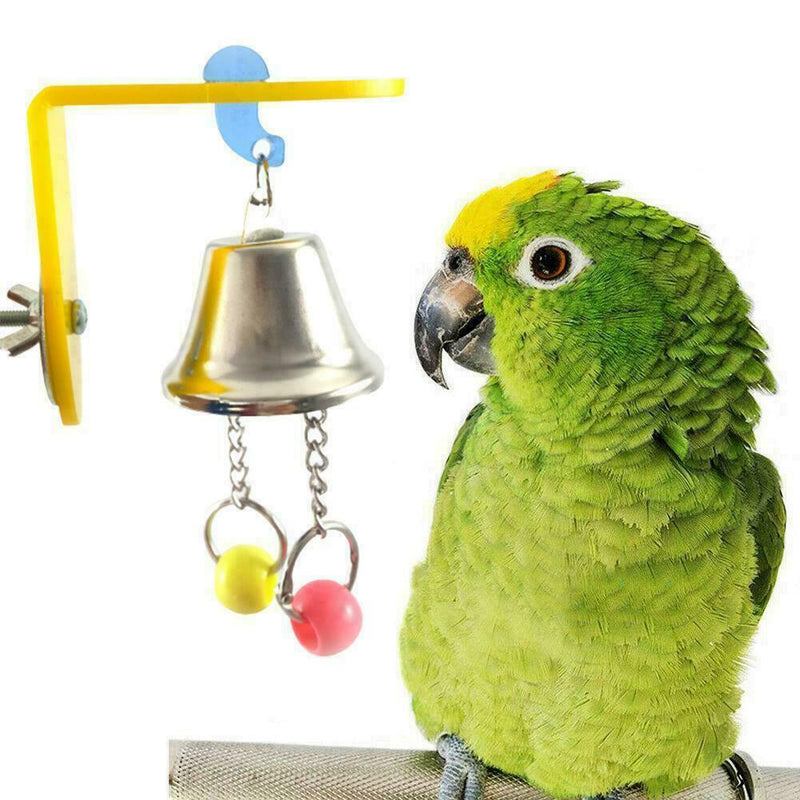 Pet Parrot Bird Bites Climb Chew Bell Toys Swing Cage Cockatiel Parakeet Ha V2E8