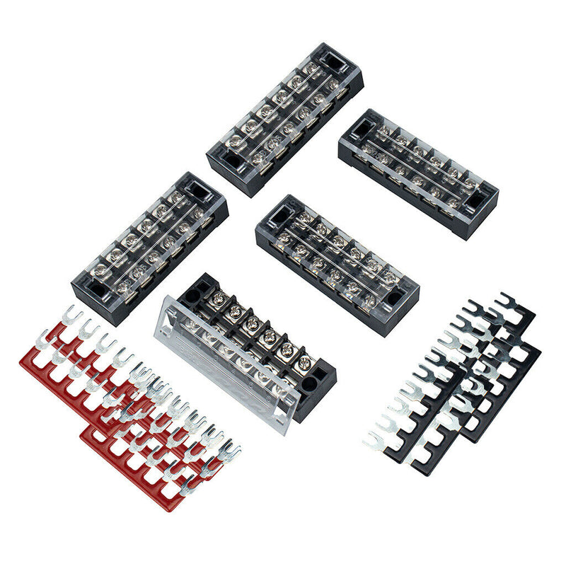 5x Block/Strip 6Position 25A Wire Barrier Dual Row Screw Terminal Panel