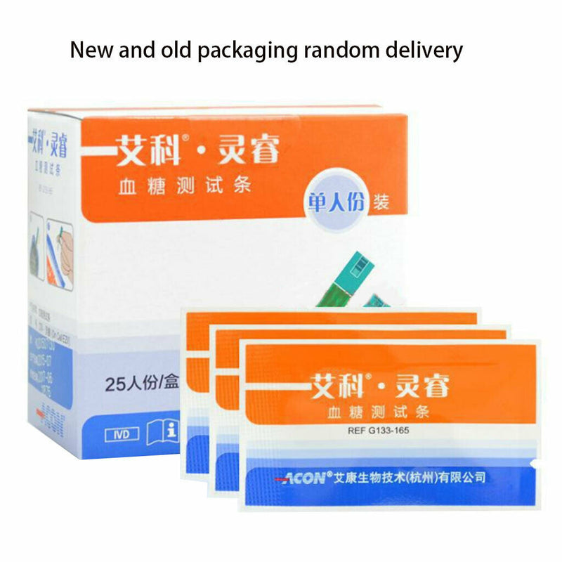 25Pcs Test Strips+ 25Pcs Lancets Needles For Blood Glucosemeter Glucose Diabetic