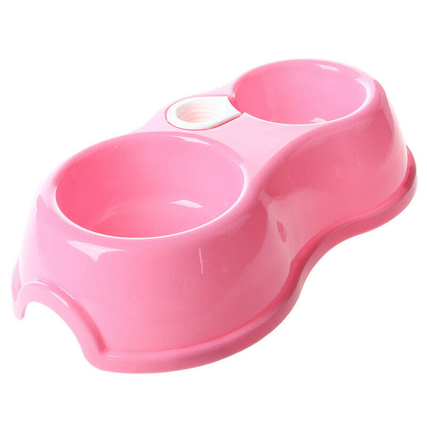 Double Bowl of Water Food pink for Dog Cat Pet C7O9