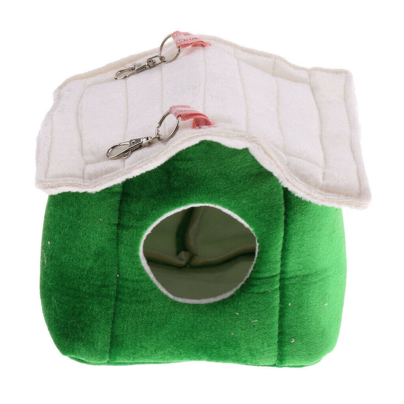 Winter Warm Bird Nest House Parrot Shed Hut Hanging Hammock Finch Cage Green