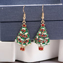 Women Rhinestone Christmas Tree Pendant Hook Earrings Party Jewelry Gift Fashion