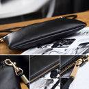 Women's Clutch Bag Simple Black Leather Crossbody Bags Enveloped Shaped Sma