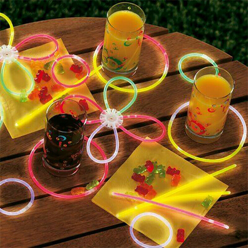 100pcs Neon Colors Glow Sticks Bulk Party Bag Necklace Bracelets Disco DIY LED