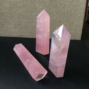 Pink Rose Quartz Crystal 100% Natural Rock clear Stone Point Healing Wand gift
