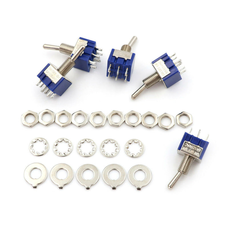 5Pcs MTS-203 AC 125V 6A ON/OFF/ON 3 Position DPDT Toggle Switch SE