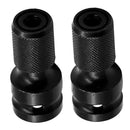 2x Black 1/2'' to 1/4'' Drive Hex Shank Converter Quick Release Chuck 50mm