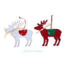 2pcs Christmas Tree Party Ornaments Deer Elk With Ribbon Hanging Decoration Gift