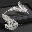 Weddings Bride Feather Headband Crystal Rhinestone Crown Hair Wrap Hoop PWK