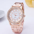 Women Crystal Rhinestone Stainless Steel Analog Quartz Wristwatch Rosegold