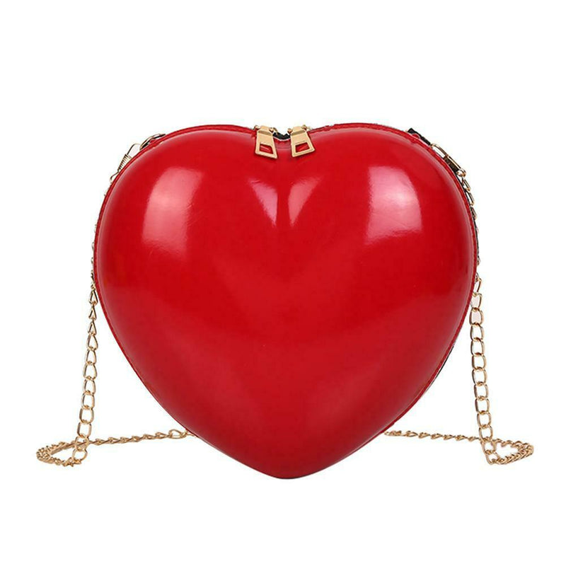 Girls Heart Women Shoulder Chain Messenger Bags Crossbody Handbags (Red)