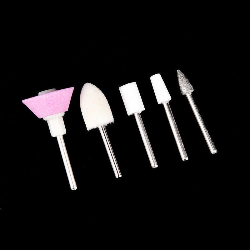 5 Bits Drill Buffer File Polishing Sanding Grinding Head Manicure Nail Art To Gw