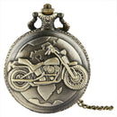 Bronze Motorcycle Emboss Cover Necklace Pendant Pocket Watch Gift C6N1