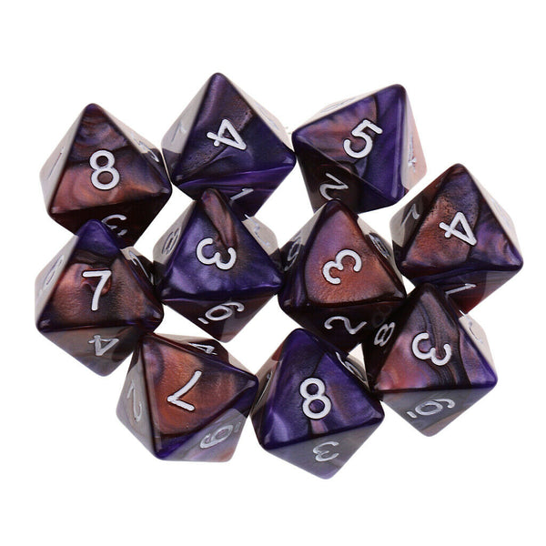 10pcs 8 Sided Dice D8 Polyhedral Dice for Dungeons and Dragons Table Games