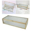 Glass Desk Jewelry Organizer Holder Cosmetics Nail File Keepsake Display Box