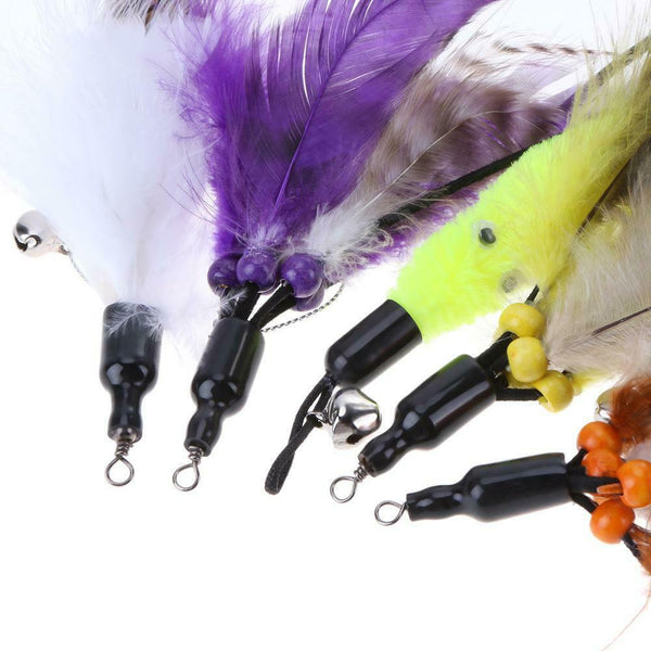Cat Pet Toys Cat Telescopic Rod Stick with 5pcs Feather Replacement Heads #gib