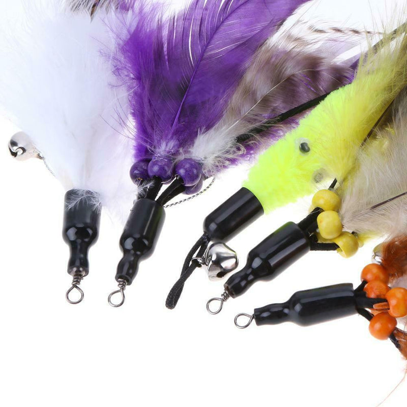 Cat Pet Toys Cat Telescopic Rod Stick with 5pcs Feather Replacement Heads