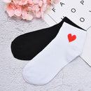 1pair Socks Women Red Heart Pattern Soft Breathable Cotton Socks OZ