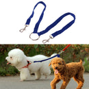 Nylon Double Dual Two Pets Dogs Leash 2 Way Coupler Walk Necklace(Blue)