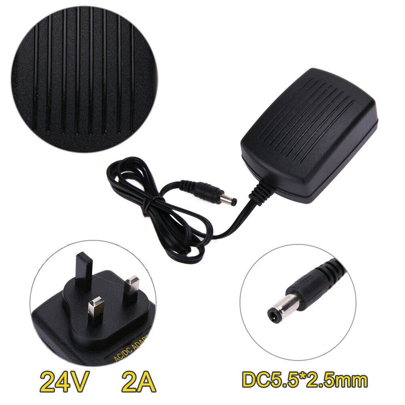 DC 24V 2A AC 100V-240V UK Plug Power Supply Adapter Transformer for LED Strips