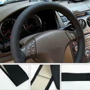 2x Black Universal PU Leather Car Steering Wheel Cover 37-38 cm +Needle Th ASX