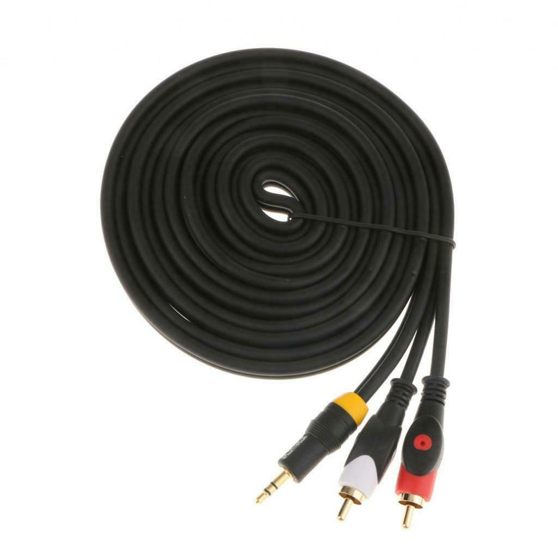 1Pcs Metal 3.5mm Stereo Jack to 2 RCA Phono Plug Audio Cable Adapter Wire 3meter