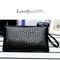 Retro Crocodile Leather Women Clutch Bag Zipper Purse Solid Handbag (Black)