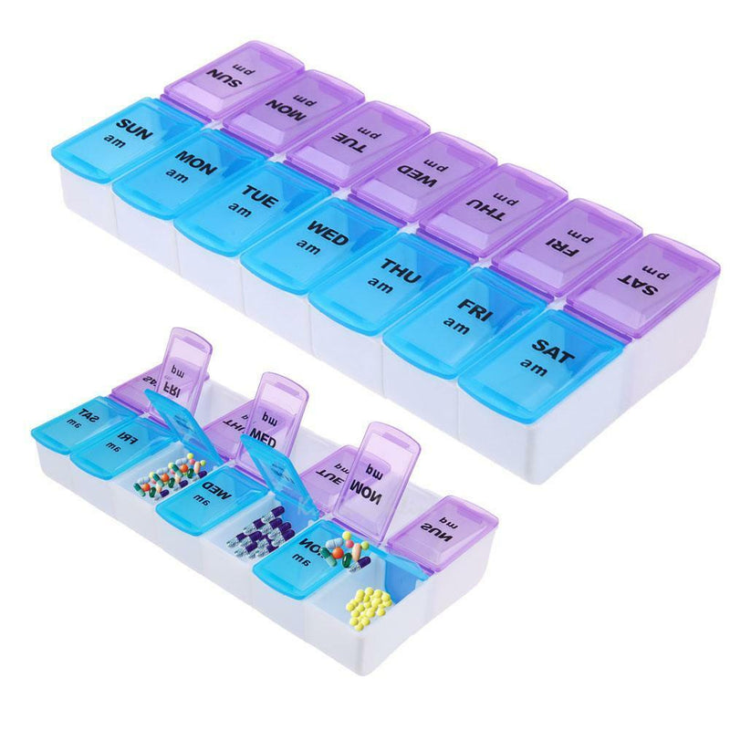 14 Slot 7 Day Pill Organizer Box Weekly Case Holder Travel Medication Reminder