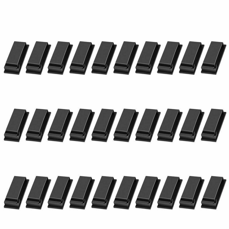 30 pcs. Cable Clips Cable Clamps Black, Desk Cable Holder Self - adhesive &