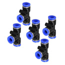 5 Pcs 8mm to 8mm 3 Ways Push in One Touch Tee Shaped Quick Fittings T3P6