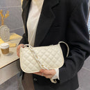 Fashion Lattice Pattern Women Handbag Chain Shoulder Underarm Bag (White)