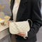 Fashion Lattice Pattern Women Handbag Chain Shoulder Underarm Bag (White)