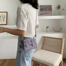 Hit Color Leather Crossbody Bags Women Small Shoulder Pouch (Light Purple)