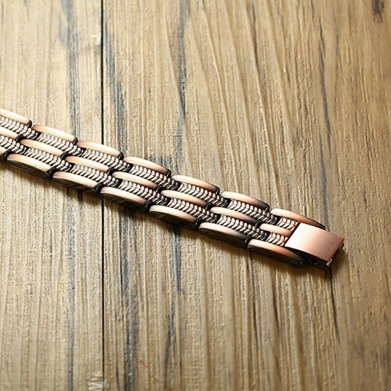 Mens Elegant Pure Copper Magnetic Therapy Link Bracelet Pain Relief for Art R8S2