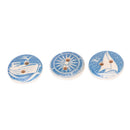 10PCs Natural Wooden Round Buttons Blue Nautical Design Sewing Accessories M&E