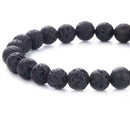 Retro Unisex Black Lava Volcanic Rock Natural Stone Beads Elastic Bracelets A
