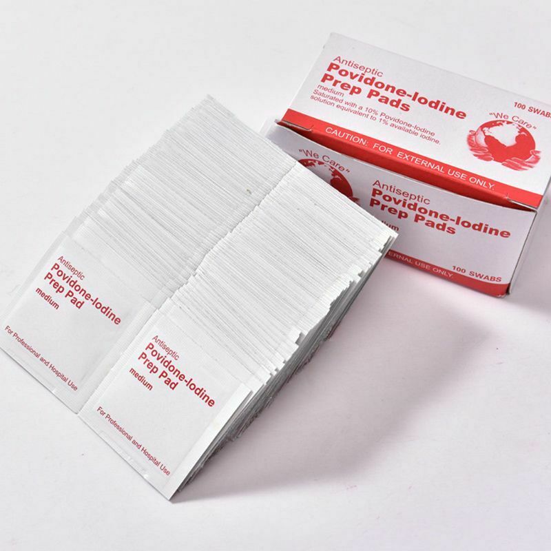 100 Pcs/Box Povidone Iodine Disinfection Sheet Tissue Pads Sterilization Kit New