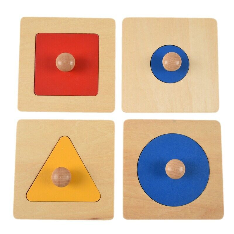 4Pcs/Lot Educational Wooden Toys Geometry Shape Insets 4 Sets Multicolor Ha E9C6