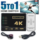 5 Ports HDMI 4K Switcher Selector Splitter Hub iR Remote For HDTV 3840p New