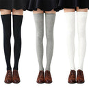 1 Set 3 Pairs Womens Long Socks Solid Color Thigh High Socks Cotton over th