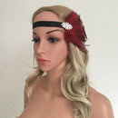 Woman Elastic Feather Headband 20s  Party Rhinestone Hair Accessories
